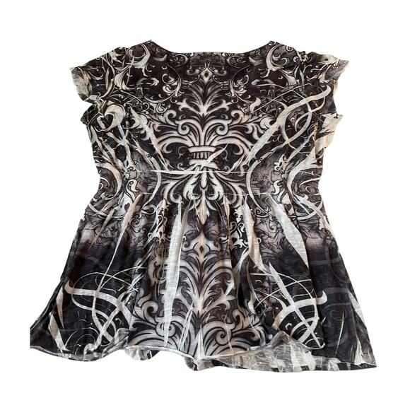 One World Live and Let Live Gray Tie Front T-shirt Women's Size Large | 47-13 - Picture 2 of 6